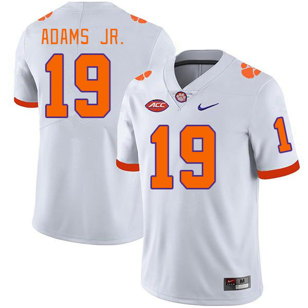 Men #19 Keith Adams Jr. Clemson Tigers College Football Jerseys Stitched-White - Click Image to Close